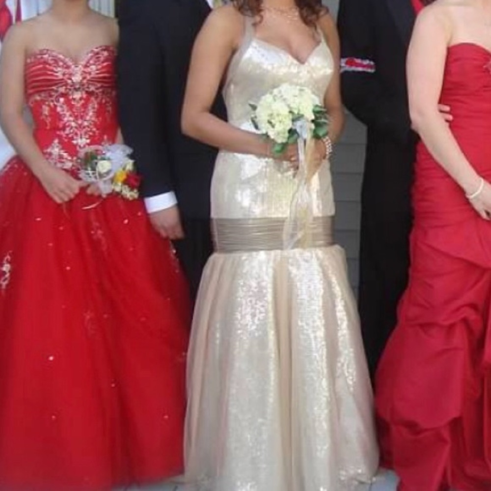 Gold sequence Prom Dress